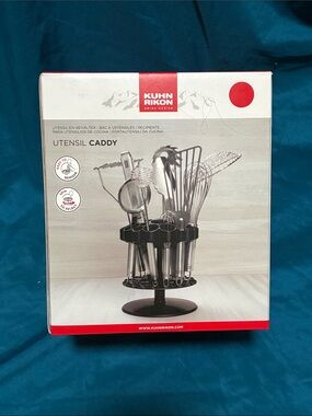 Kuhn Rikon Black Utensil Caddy - Rotating Kitchen Tool Organizer